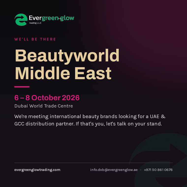 Evergreen Glow Trading at Beautyworld Middle East, 6 to 8 October 2026, Dubai World Trade Centre